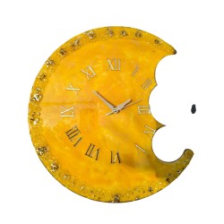 Yellow Moon Resin Clock