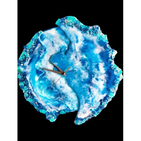 Blue Geode Resin Clock